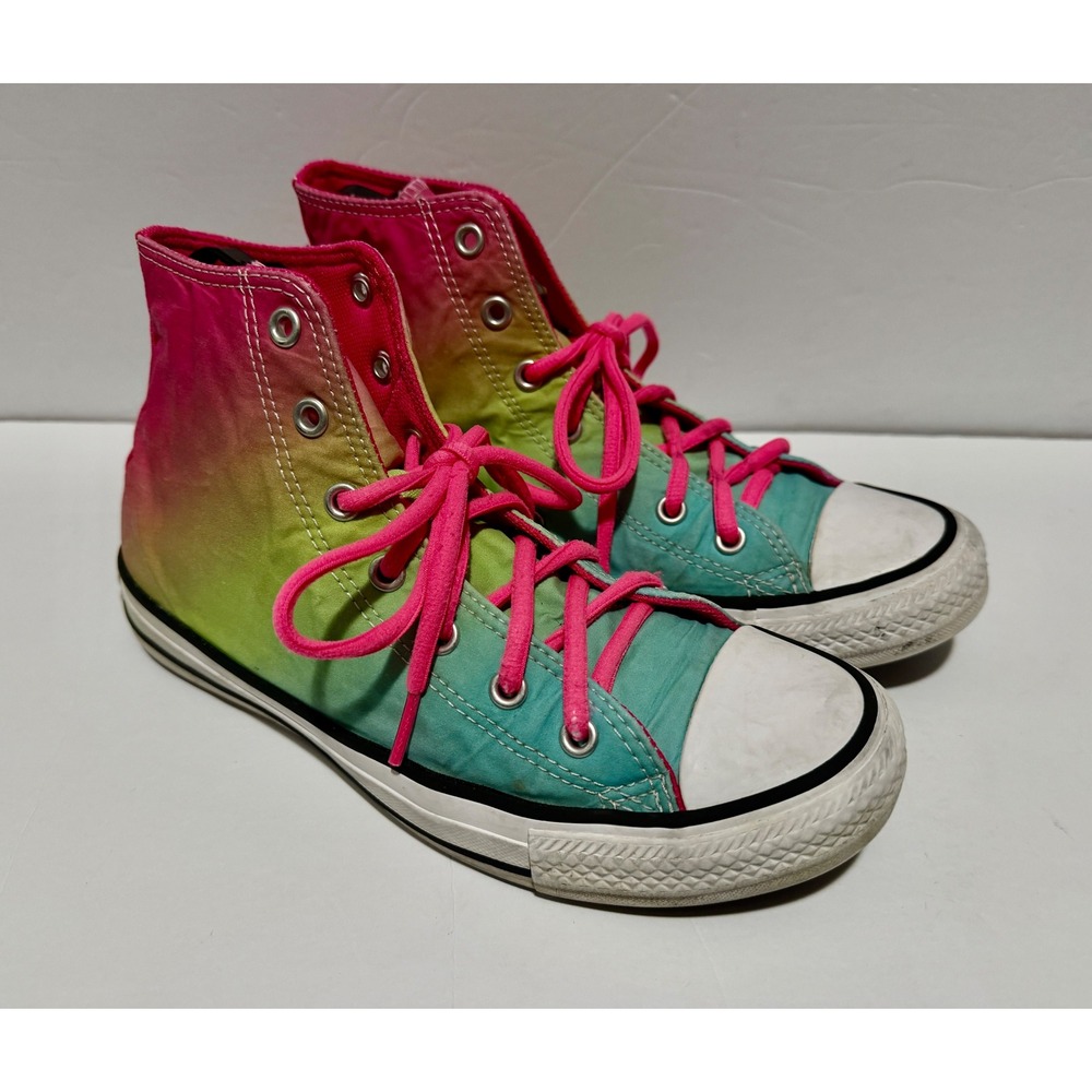 Converse Chuck Taylor All Star High Top Ombre Pink Teal Sneakers A07337F Kids 5